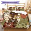 Civet cat Pattern Bedding Quilt Set Quilt Cover Pillowcase Home Decoration Birthday Gift (1 * duvet cover + 2 * pillowcase, without core)