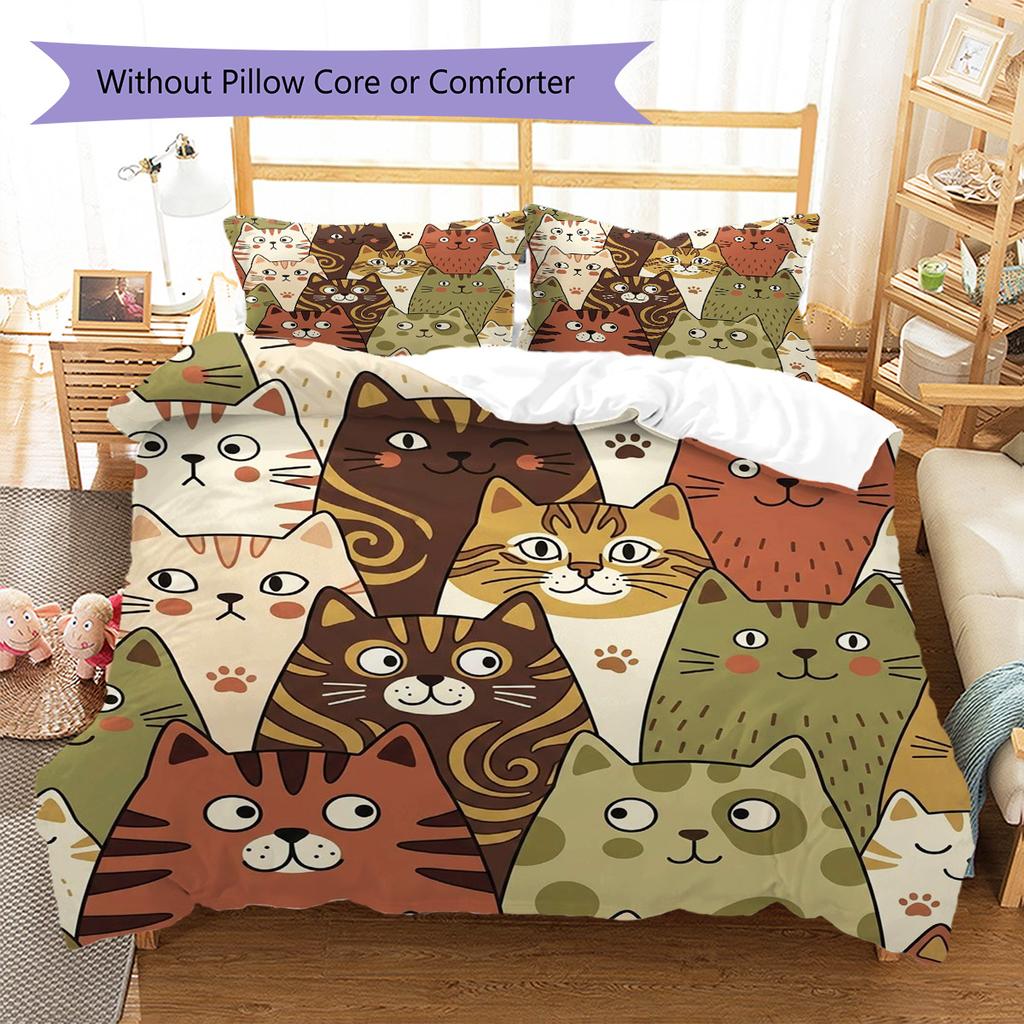 Civet cat Pattern Bedding Quilt Set Quilt Cover Pillowcase Home Decoration Birthday Gift (1 * duvet cover + 2 * pillowcase, without core)