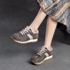 Fashion GKTINOO Lace-up Women's Flat Shoes Genuine Leather Sneakers Mixed Colors 2025 New Handmade Comfortable Retro Platform Sneakers