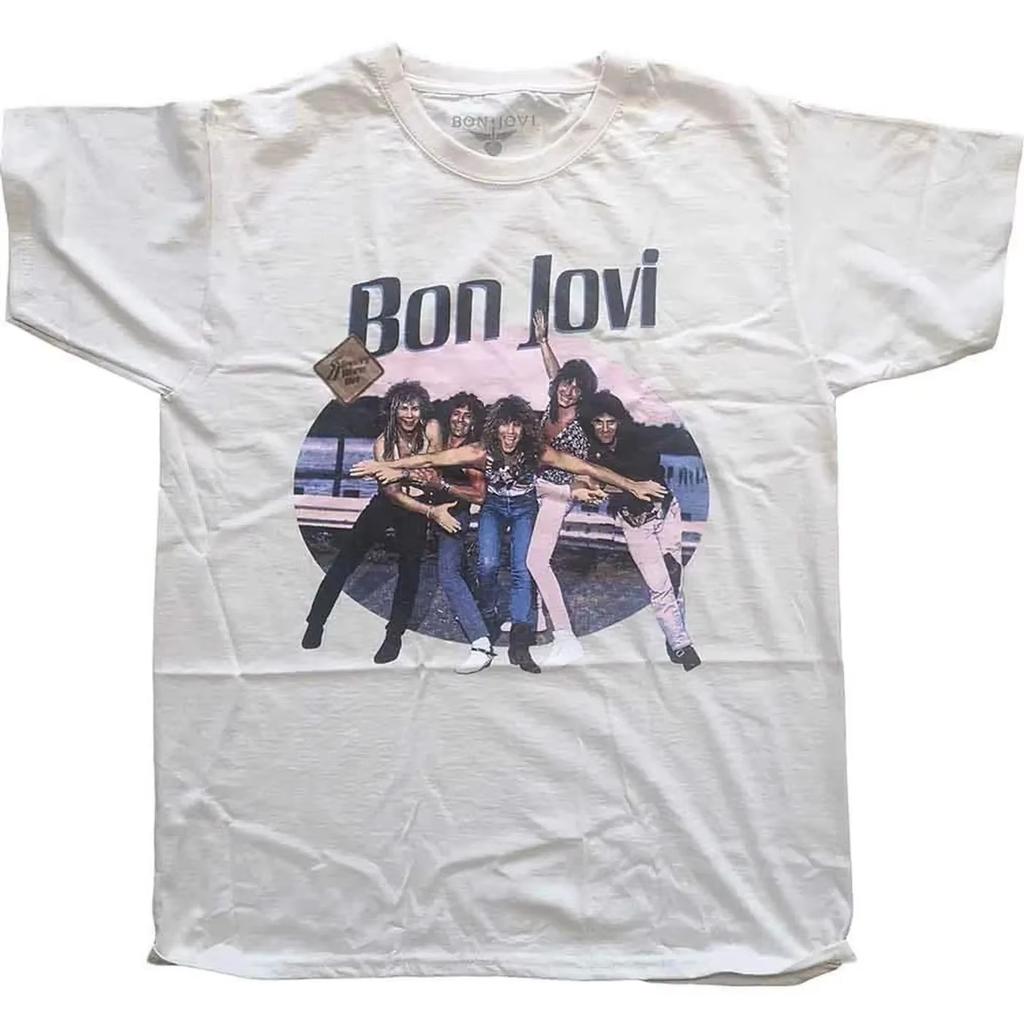 2026 Hot Sale Bon Jovi T-Shirt Heart & Dagger Logo Bon Jovi Shirt Tee Unisex Unisex Cotton Casual Loose Streetwear Oversized Tshirt