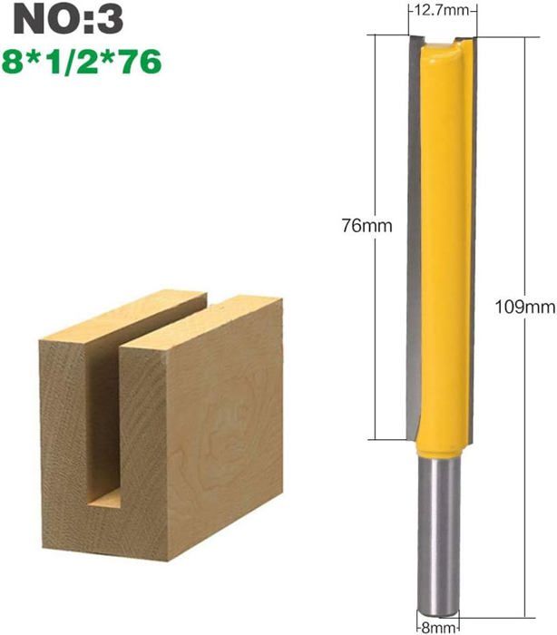 Fraise à bois (flush trim) - AIMOONSA - 3pcs 8mm Flush Trim Router Bits - Carbure - Tige 8mm - Long. Coupe 50-76mm