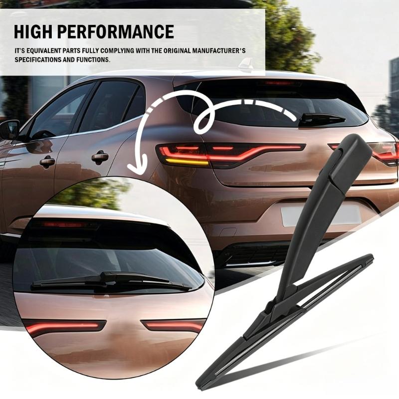Rear Windshield Wiper Replacement Set with Arm and Blade, Black 2 Piece Rear Window Kit, 21 cm Arm and 24 cm Blade for Worn Wiper Part Service