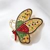 Shiny Rhinestone Butterfly Brooch Gold Plated Frame Red Green Crystals Perfect For Daily Wear Party Outfit