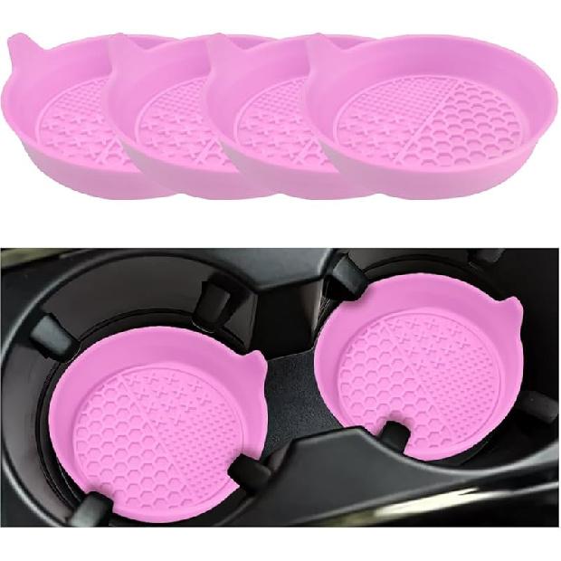 Mandark 4PCS Car Cup Holder Coaster, Silicone Anti-Slip Vehicle Ert Water Bottle Mat, Automotive Interior Ulation Drink Cup Pad Decor Accessories,