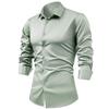 Men's Silk Satin Long Sleeve Button-Up Dress Shirt, Non-Iron Wrinkle-Resistant Business Casual Formal Top