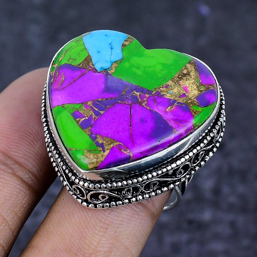 Natural Spiny Oyster Gemstone 925 Sterling Silver Jewelry Ring Size 9 ETC-13896
