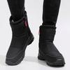 Men's Snow Boots With Fur Lined Waterproof Outdoor Anti-Slip Walking Ankle Booties for Male Winter Warm Comfortable Work Fleece Zipper Mid-Calf Boots