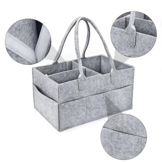 Storage Box with Handle And Multiple Pockets Organizer Portable Diaper Storage Bag for Nursery Kids Toys Snacks