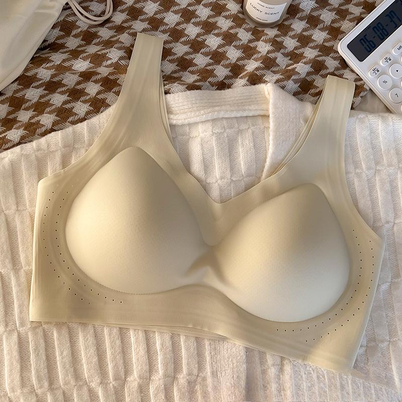 Stor Størrelse Dame Sommer Ultratynn Is Silke Stor Bryst Viser Liten Sammenføring Anti Henge Fast Cup Uten Spor BH