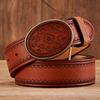 High Quality Real Genuine Leather Belt Luxury Smooth Buckle Belt Pure Cowskin Engraving Strap Male Cowboy Jeans for Man