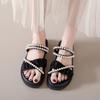 Internet Celebrity Slippers Wear Summer Women 2025 New Pearl Fairy Wind Two Wear Thick-soled Small Fragrant Beach Sandals