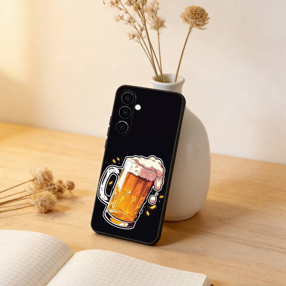 

Lnteresting Beer Printing Phone Case Black Silicone Soft For Samsung Galaxy A73,A72,A71,A70,A53,A52,A51 Samsung a70