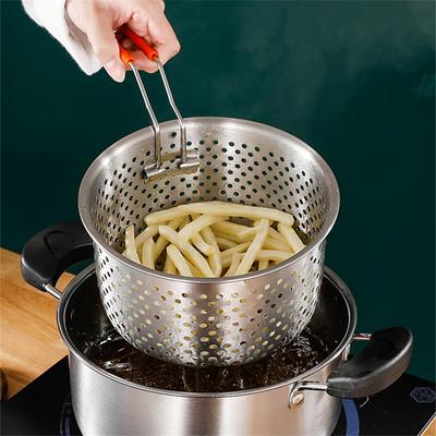 18/20cm French Fries Basket Oil Filter Stainless Steel Rice Steamer Vegetable Fruit Drain Baskets Strainer Kitchen Cooking Tools