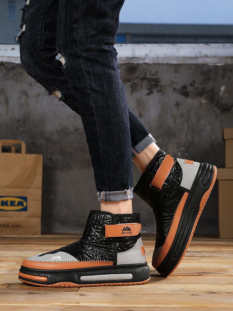 

Down cloth casual fashion foot cover high-top shoes warm new winter color matching snow boots outdoor men s velvet 39