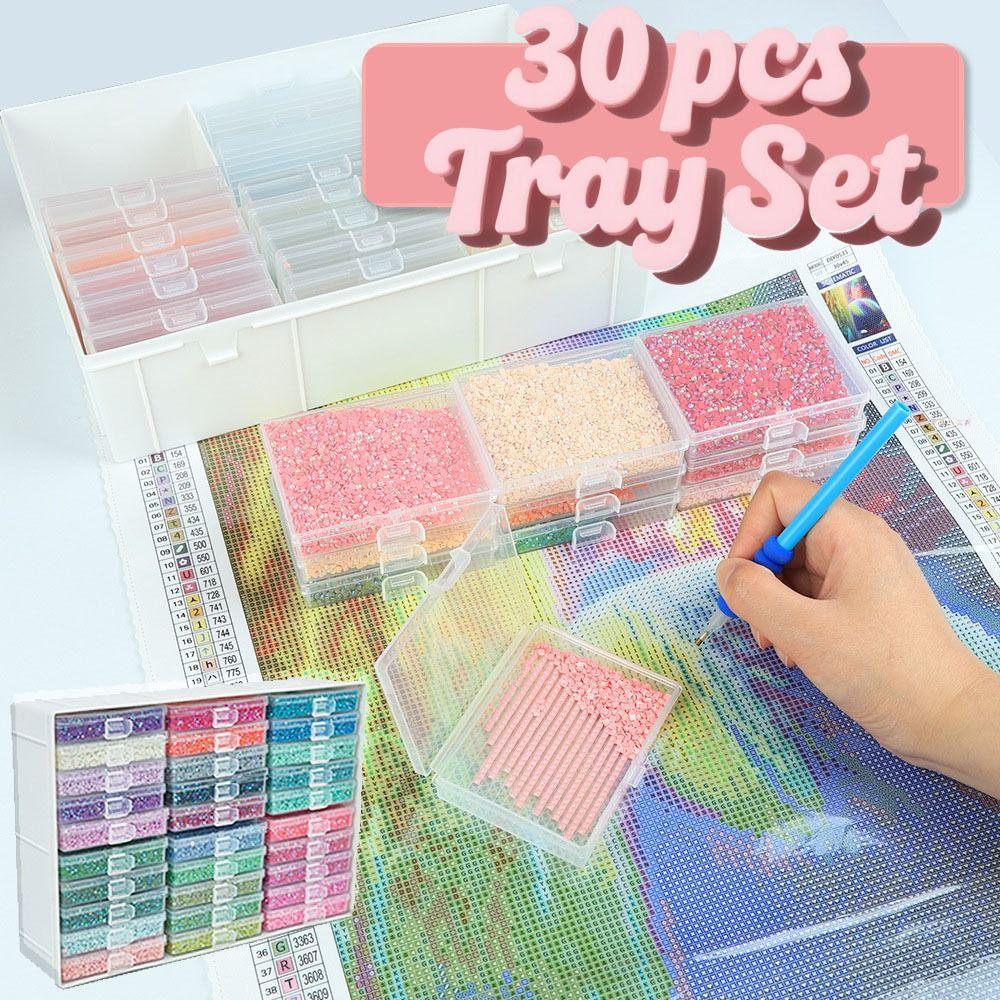 DIY Craft 5D Diamond Painting Tray Storage Box Embroidery Large Capacity Beading Plates with Lid Plastic