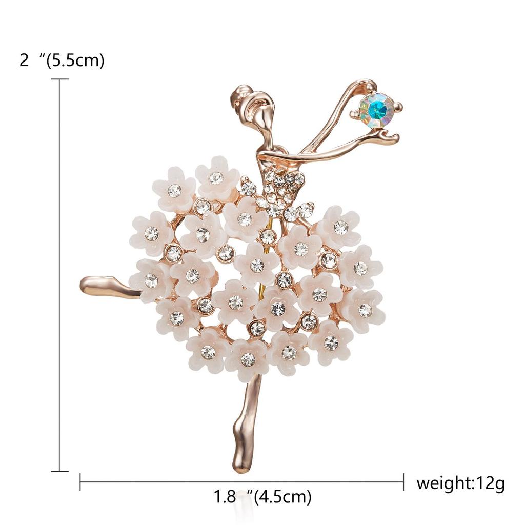 High-End Rhinestone Ballet Dancer Brooch for Women