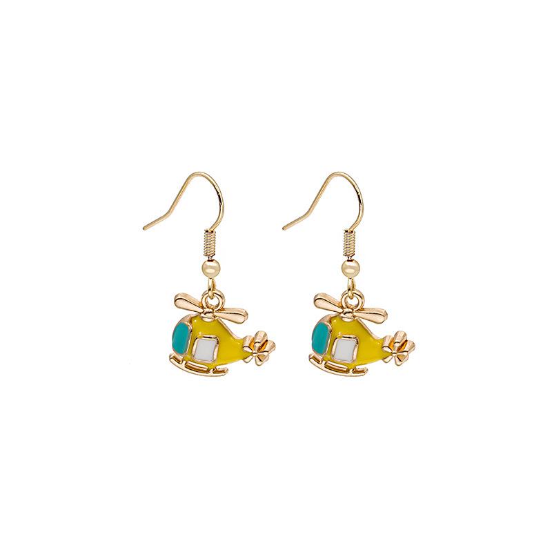 Fun Cartoon Asymmetrical Oil Drop Earrings, Guochao Panda Animal Fruit Earrings, Cute Mushroom Leaf Earrings