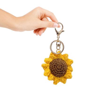 Schlüsselanhänger Anhänger Häkeln Stricken Sonnenblumenform Schlüsselanhänger Dekorativer Charme Taschen Handys Autos Zubehör