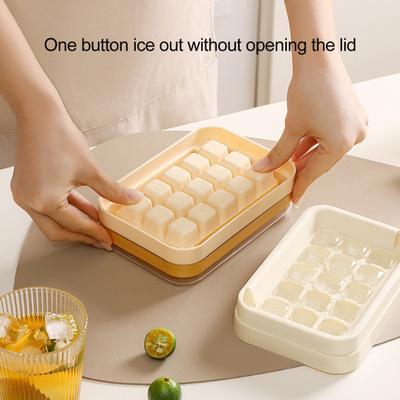 Vaschetta per cubetti di ghiaccio con coperchio 15 cubetti Griglia per ghiaccio Fondo in silicone a rilascio facile Vaschette per ghiaccio impilabili per congelatore