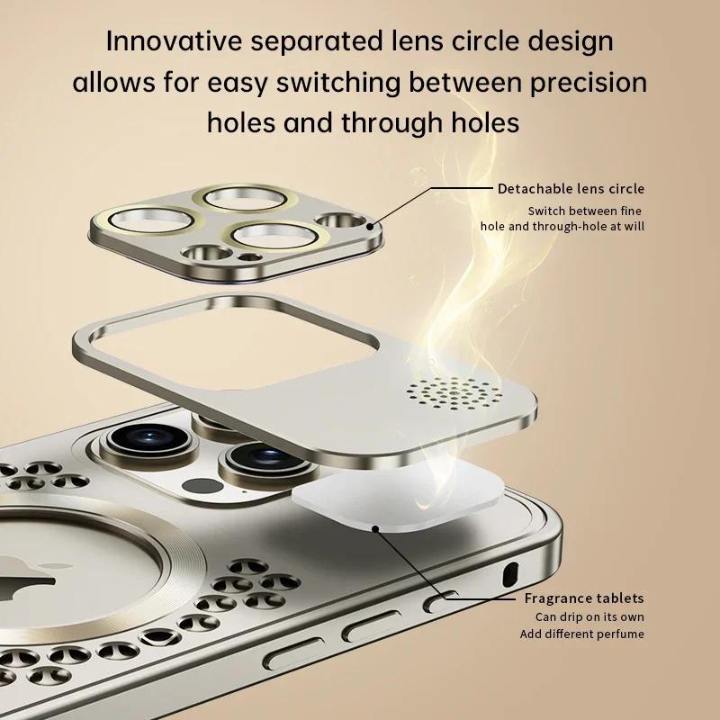 Heat Dissipation Metal Phone Case for IPhone 12 13 14 15 16 Pro Max Plus Hollow Magnetic Aluminum Cover for IPHON 16 Pro Promax