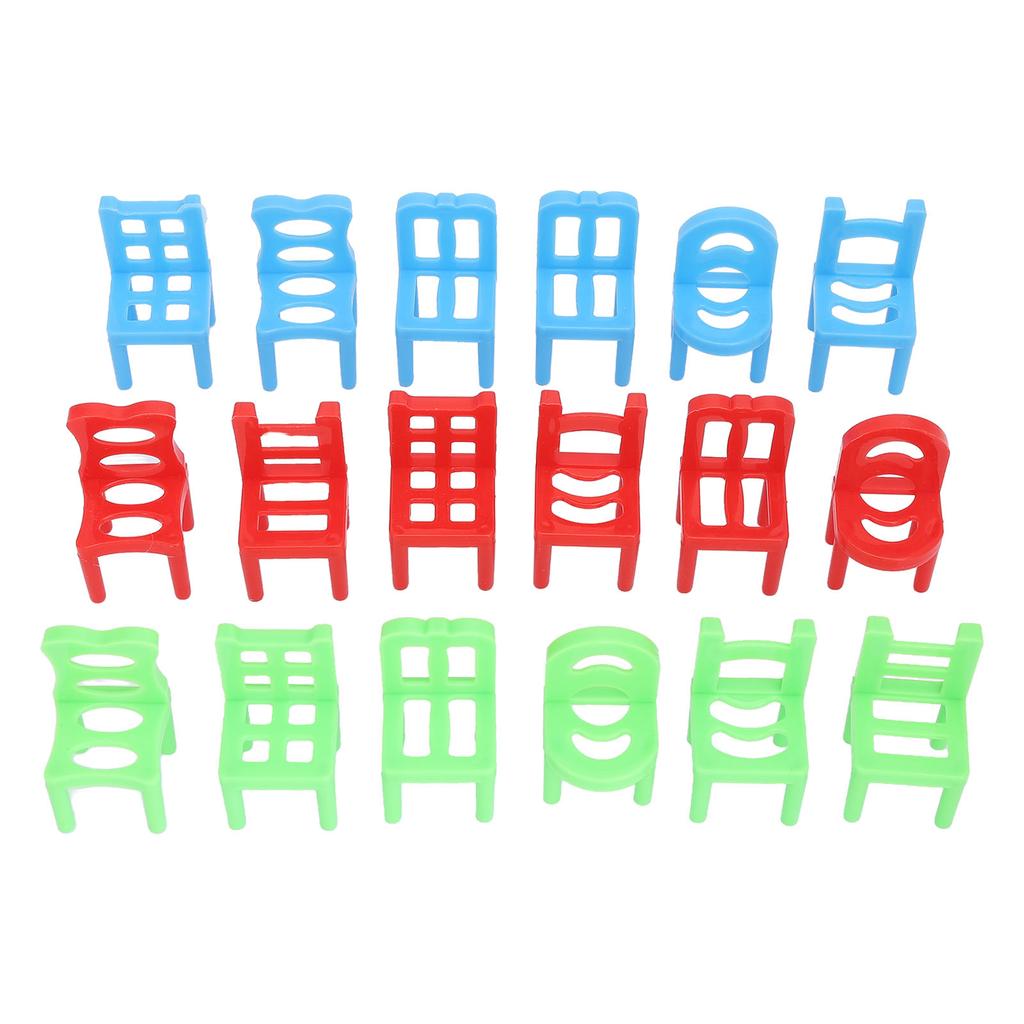 18 Plastic Chairs 4 Glass Cups Set Tumbling Drinking Game for Party Travel Promotions