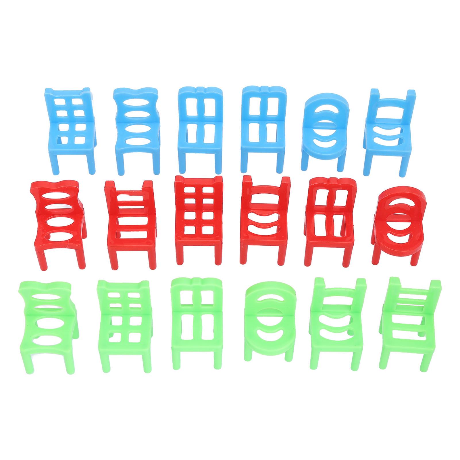 

18 Plastic Chairs 4 Glass Cups Set Tumbling Drinking Game for Party Travel Promotions