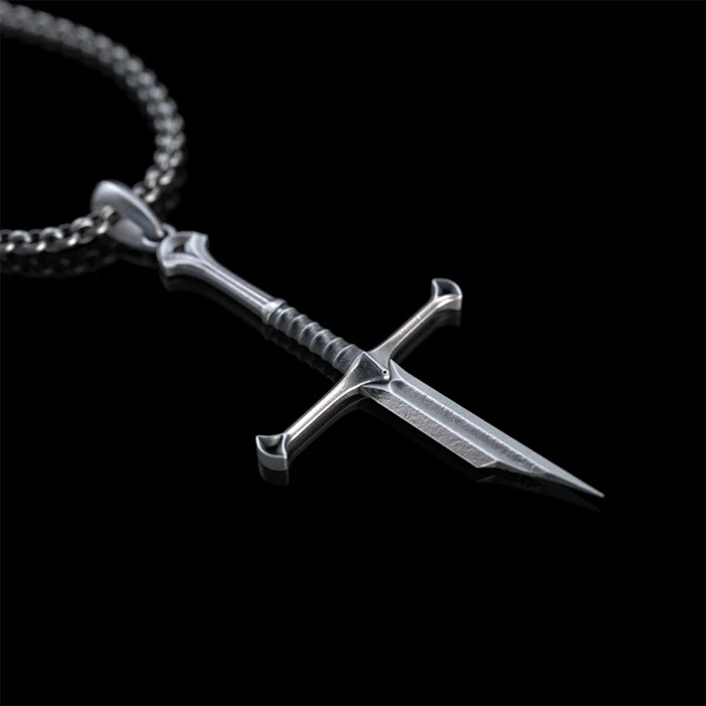 Narsil Personality Broken Sword Necklace Rings King Moveis Jewelry Men Cool Punk Sword Pendant Necklace Gift