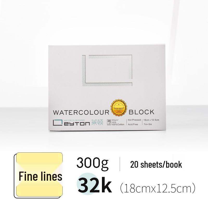 Leighton Portable Watercolor Sketchbook - Hand-painted, All Cotton, 32k-4k Sizes, 300g, Fine to Coarse Textures.