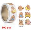 500Pcs/Roll Butterfly Flower Animation Capybara Stickers Anime Decal Cute Kawaii Animation Round Label Sticker For Kids Plaything Gifts