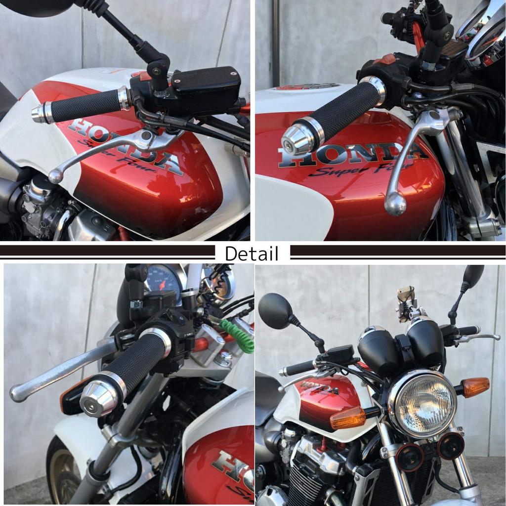 nakira 341 Grip! Bike Grips with Custom Bar End, Aluminum Handle, 0.9 inch (22.2 mm) Diameter, For Motorcycles, (Red)