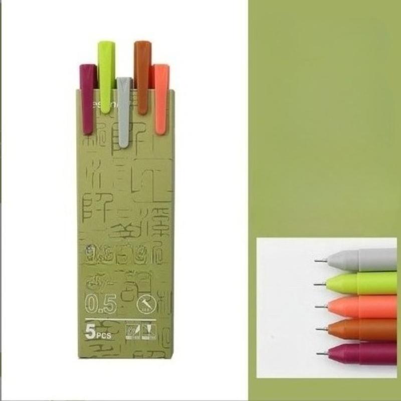5 pièces/ensemble Ins simplicité Gel stylo coréen couleur unie 0.5MM noir mignon stylos belle papeterie stylos école étudiant/fournitures de bureau