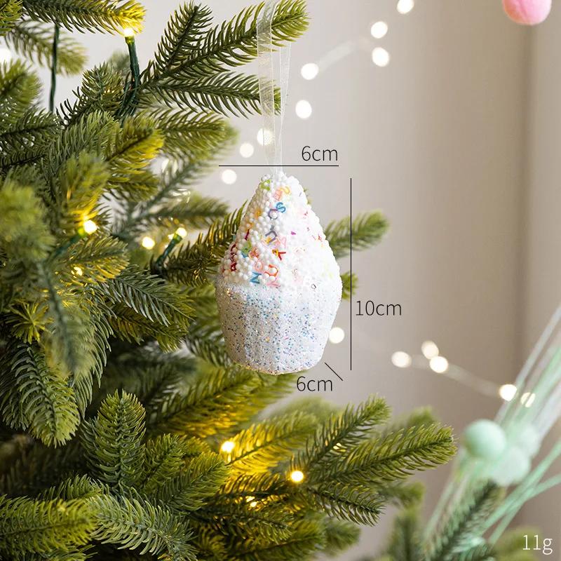 Ice Cream Colorful Christmas Pendant Candy Cane Festive Christmas Drop Ornaments Pendant Party Home Wall Shop Decoration