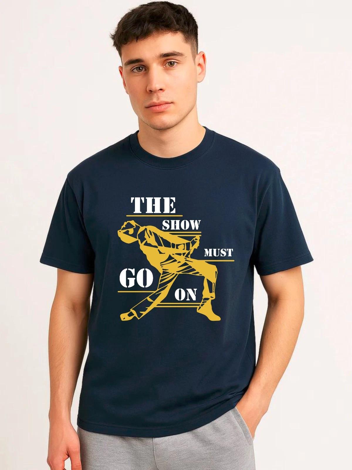 The Show Must Go On T-Shirt, Mercury Retro Tribute Iconic Pose Graphic Tee L