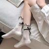 New Thin Mid Tube Socks Bow Anti Pilling Pile Socks Breathable Hollow Mesh JK Socks Spring/Summer