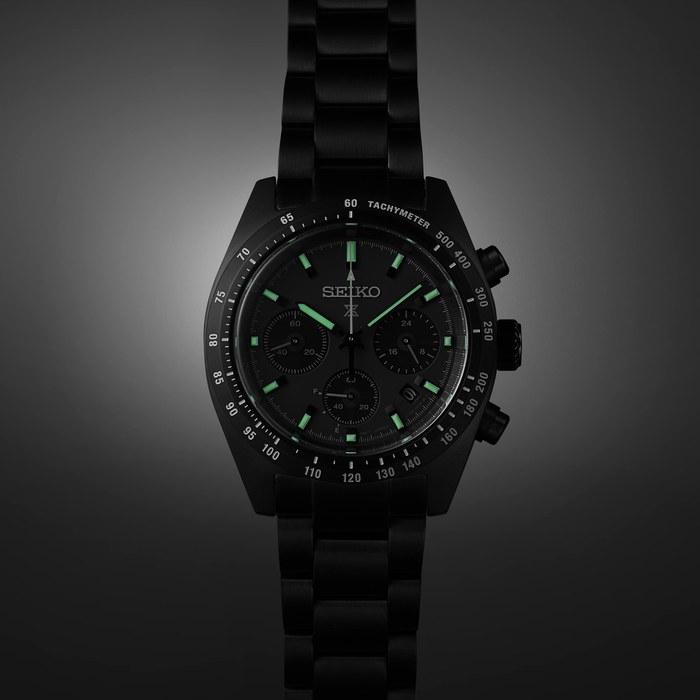 Męski zegarek Seiko Prospex Speedtimer Chronograf Słoneczny Cały Czarny SBDL103