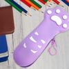 Silicone Pencil Case Cat Claw Design Multipurpose Waterproof Large Capacity Small Zipper Closure