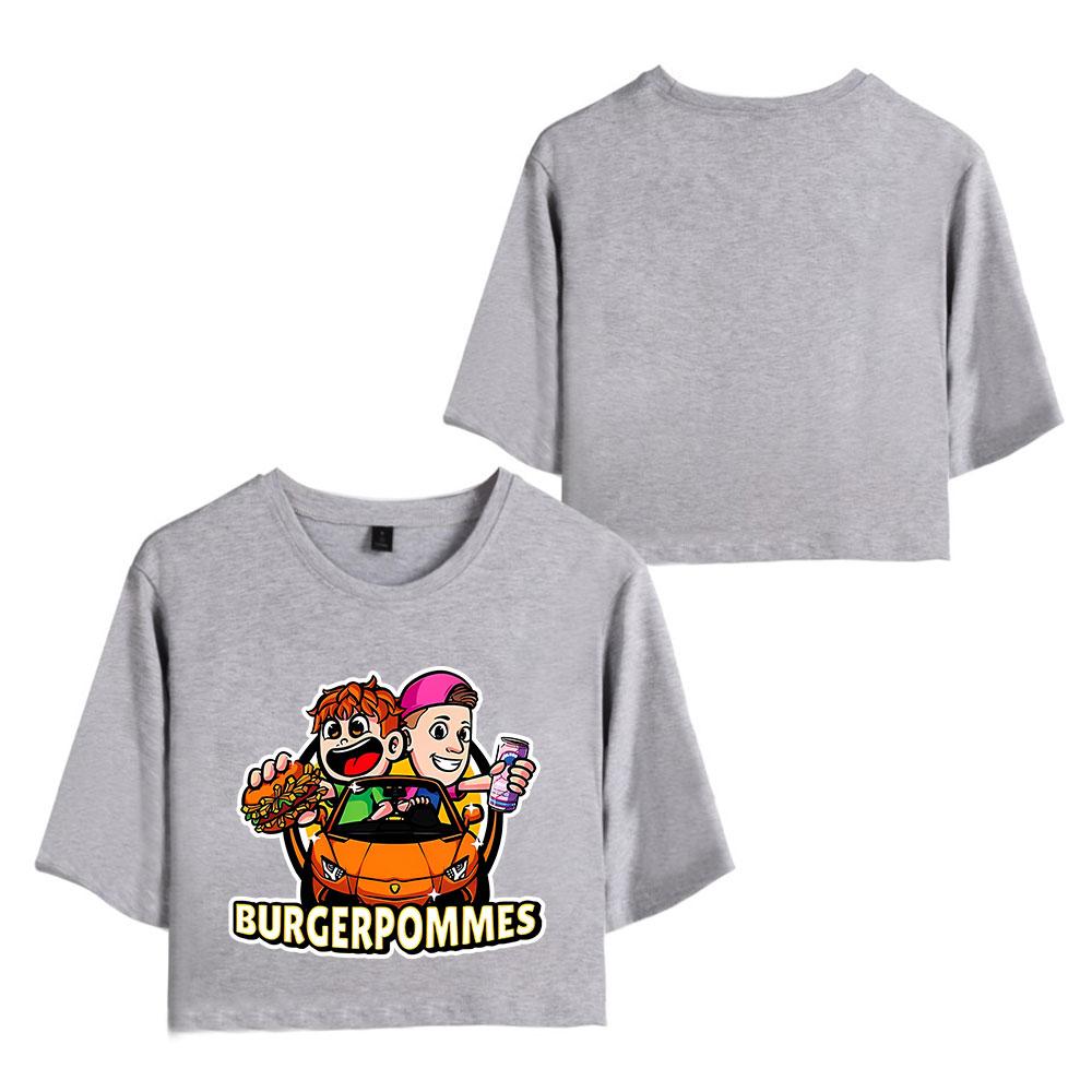 Burgerpommes ICrimax Printed Girl Tee Shirt Summer Crop Tops Soft Tshirt Popular Slim Fitness Short Sleeved