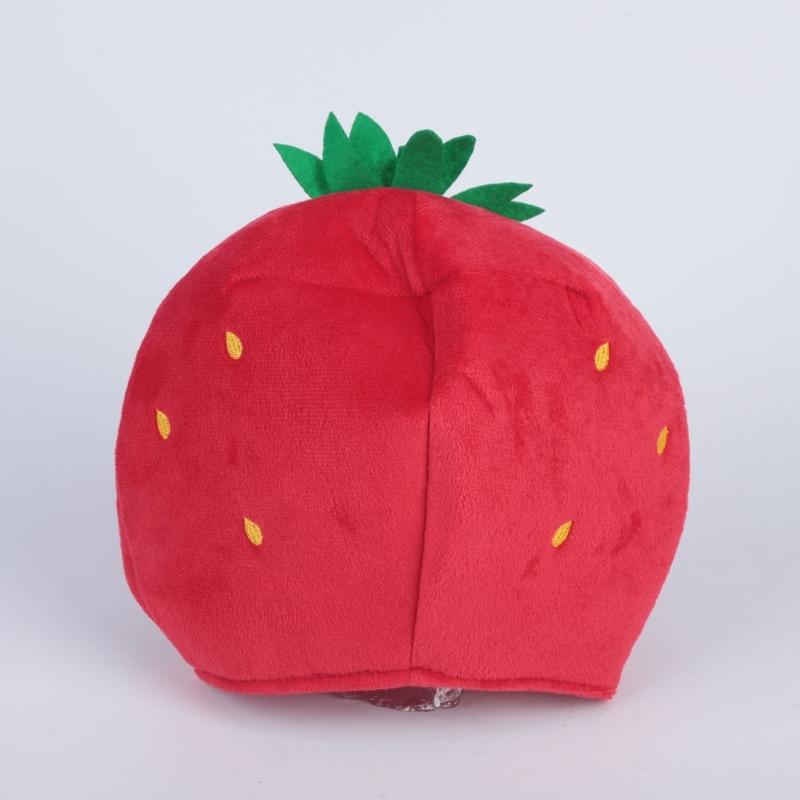 Dog Strawberry Costume Hood Hat, Soft Plush Pet Photo Hat for Halloweens Party Dressingup, Theme Event, and Quick Pullon Costume Styling