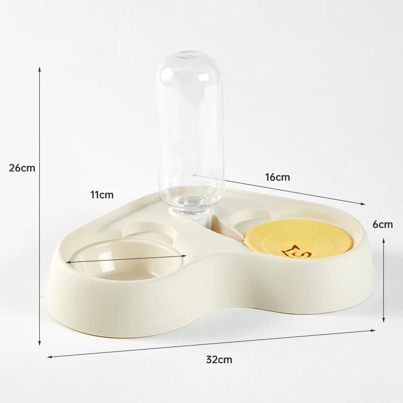 New Plastic Cat Feeder Water & Food All-in-One Dual-Function Pet Bowl Cross-Border