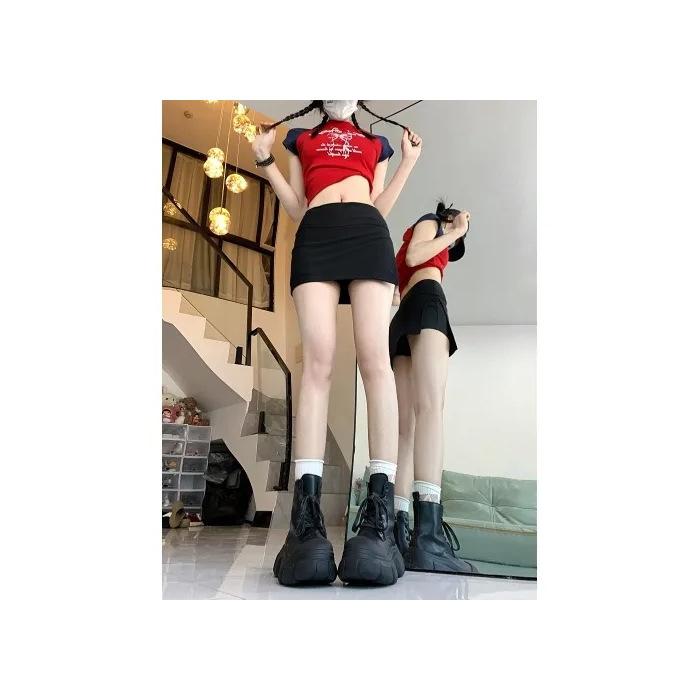 

New side split hip skirt women s anti-light culottes summer high waist thin a word short skirt tide 3XL чорний