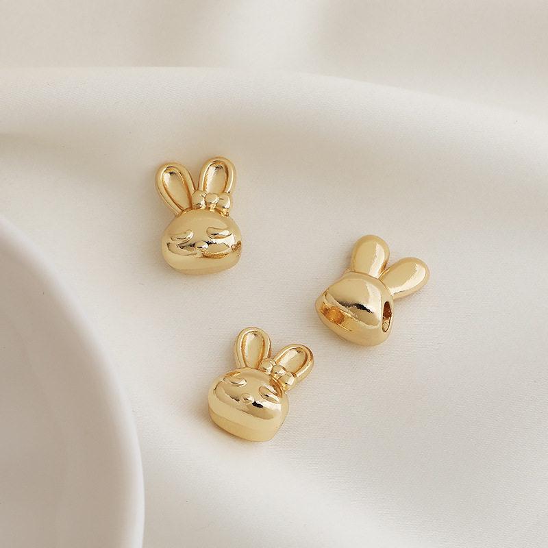Gold-Plated Zodiac Rabbit Spacer Bead for DIY Charm Bracelets
