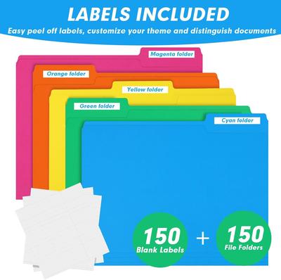 File Folder, 20 Pack File Folder, 1/3 Cut Tab, Letter Size, Filing Folder for Office School Business, Black