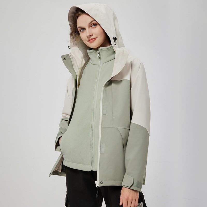 Men Women 3-in-1 Waterproof Windproof Hooded Outdoor Jacket With Removable Fleece Liner Winter Hiking
