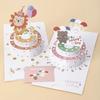 3D Tredimensionella Vikbara Tecknade Tårta Födelsedagskort med Kuvert för Flickpresent