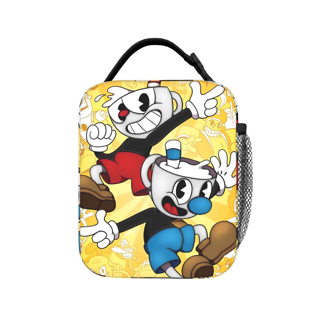 Cartoon Cupheads and Mugmans Game Thermal Insulated Lunch Bags for Travel Portable Food Bag Container Cooler Thermal Lunch Boxes