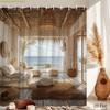 1pc Coastal Beachside Shower Curtain - Rustic Wooden Ceiling & Beach View Design, Polyester Fabric Bathroom Decor with 12 Hook