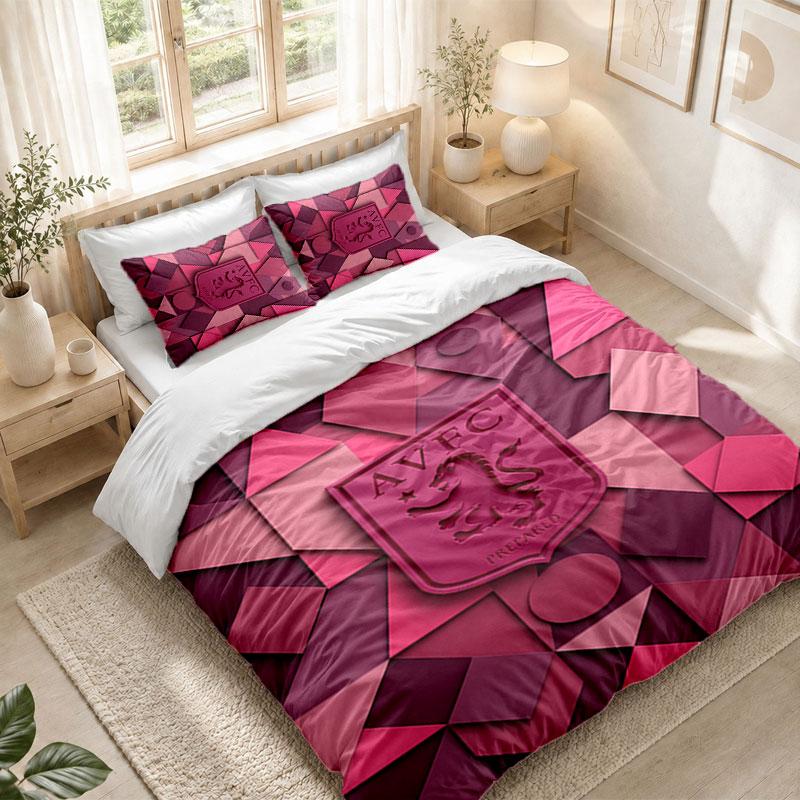 Set Biancheria da Letto 1 Copripiumino 2 Federe Stampa Calcio Aston Villa Camera da Letto Decorazione Casa