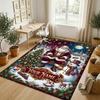 Christmas Theme Crystal Velvet Rug Personalized Custom Name Text Soft Floor Mat Home Decor