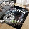 Custom Name,Newcastle United FC Home Sofa Decoration for Living Room & Bedroom, Non‑Slip Play Flannel Floor Mat for Game Room