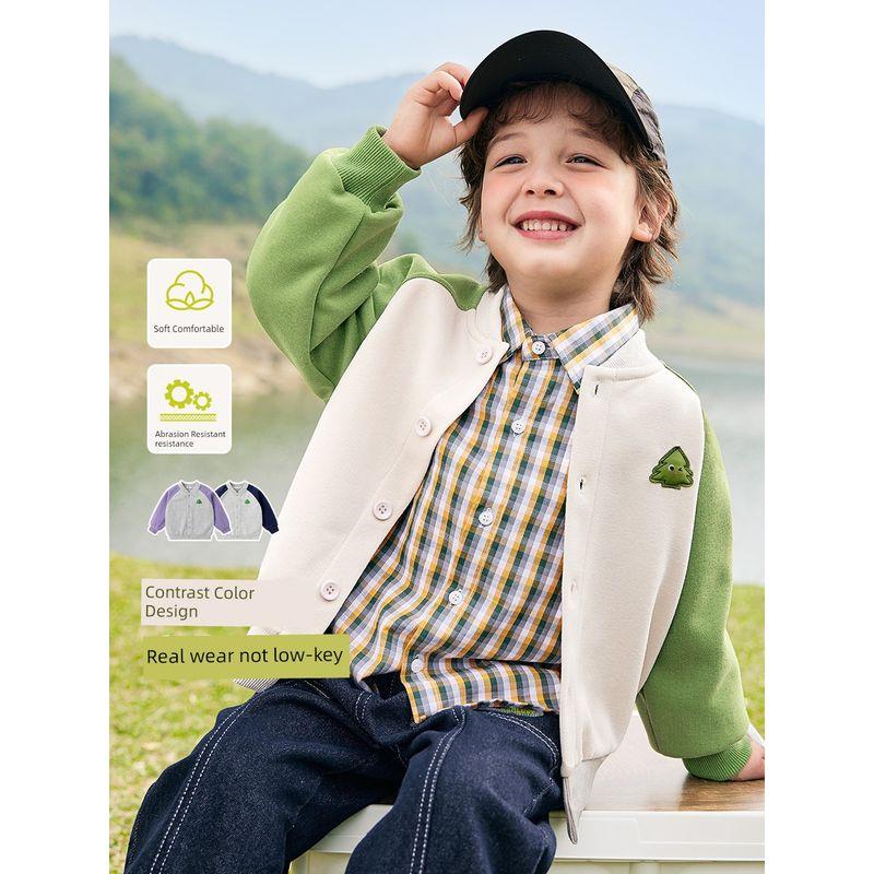 Right European Boys' Outdoor Outwear Contrast Color Raglan Sleeve Baseball Uniform New Arrival Spring Top Spring Kids Children's Clothing